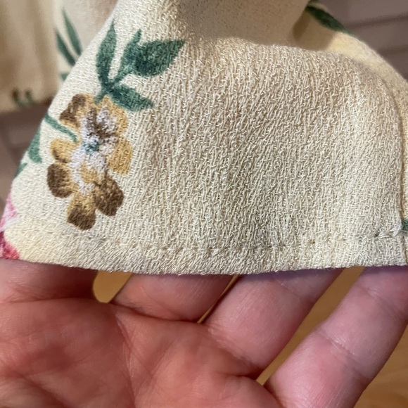 Vintage Maxi Satin Floral Dress Empire Waist Size XL Light Yellow Pink Green - Picture 12 of 15